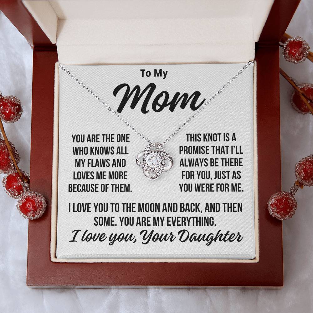 To Mom From Daughter "To The Moon and Back..." Love Knot Necklace