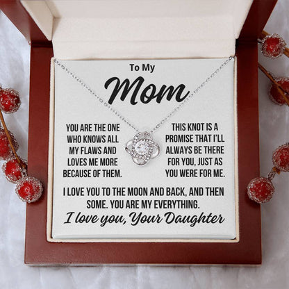 To Mom From Daughter "To The Moon and Back..." Love Knot Necklace