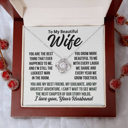 To My Wife "You Are My Greatest Adventure..." Love Knot Necklace