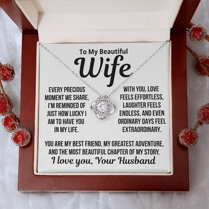 To My Wife "Love Feels Effortless..." Love Knot Necklace