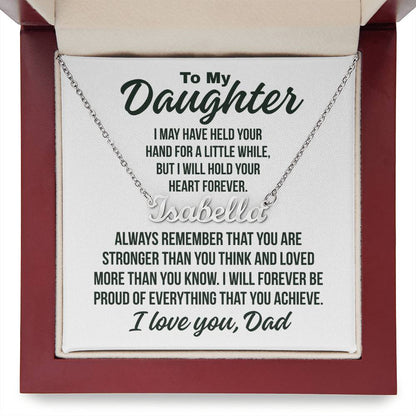 To My Daughter From Dad "Forever Proud..." Custom Name Necklace