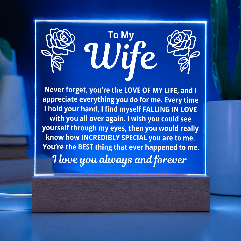 To My Wife "You're The Love Of My Life..." Acrylic Plaque With LED Base