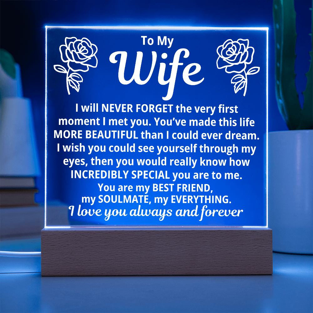 To My Wife "The Very First Moment..." Acrylic Plaque With LED Base