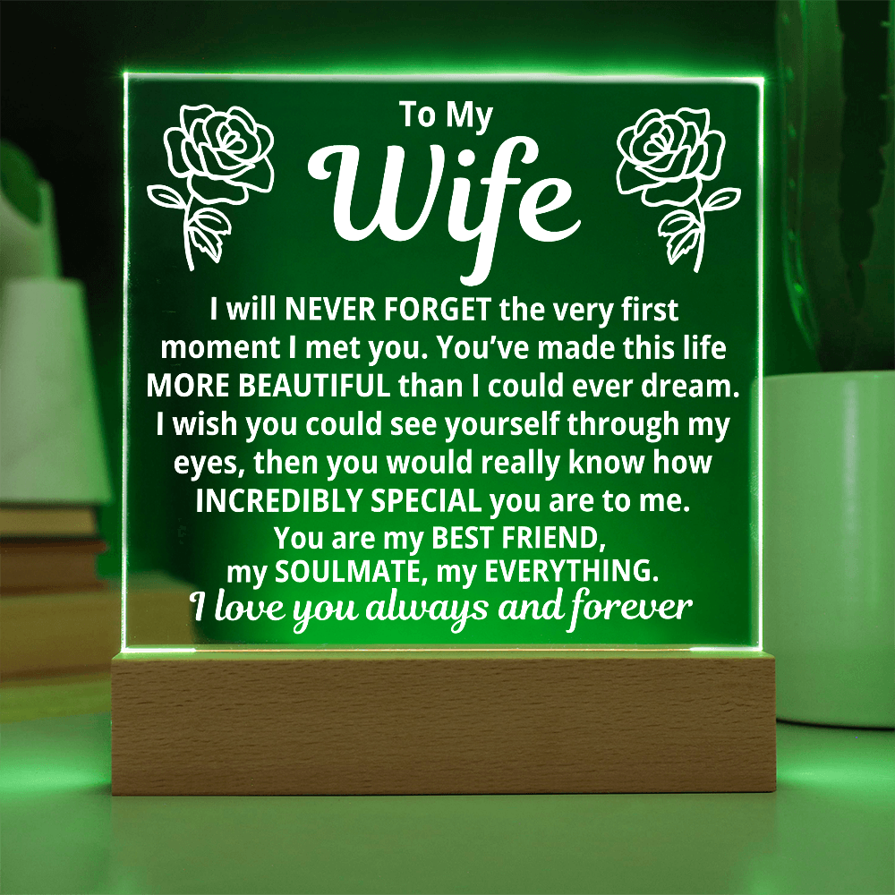 To My Wife "The Very First Moment..." Acrylic Plaque With LED Base