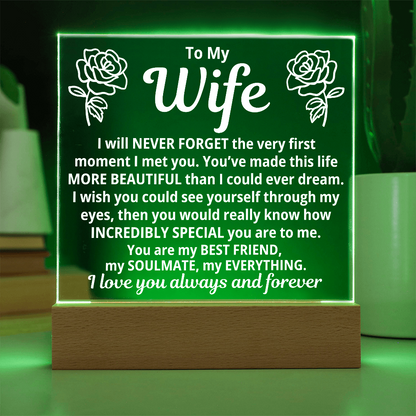 To My Wife "The Very First Moment..." Acrylic Plaque With LED Base