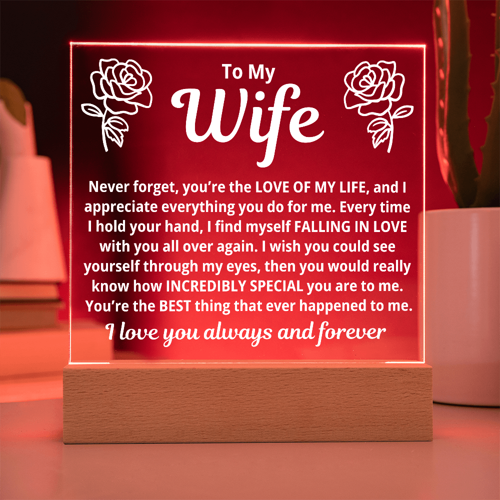 To My Wife "You're The Love Of My Life..." Acrylic Plaque With LED Base