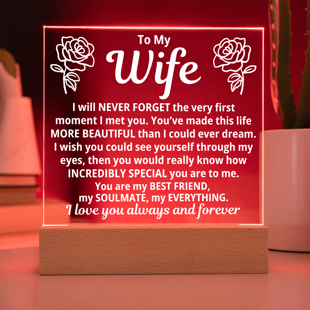 To My Wife "The Very First Moment..." Acrylic Plaque With LED Base