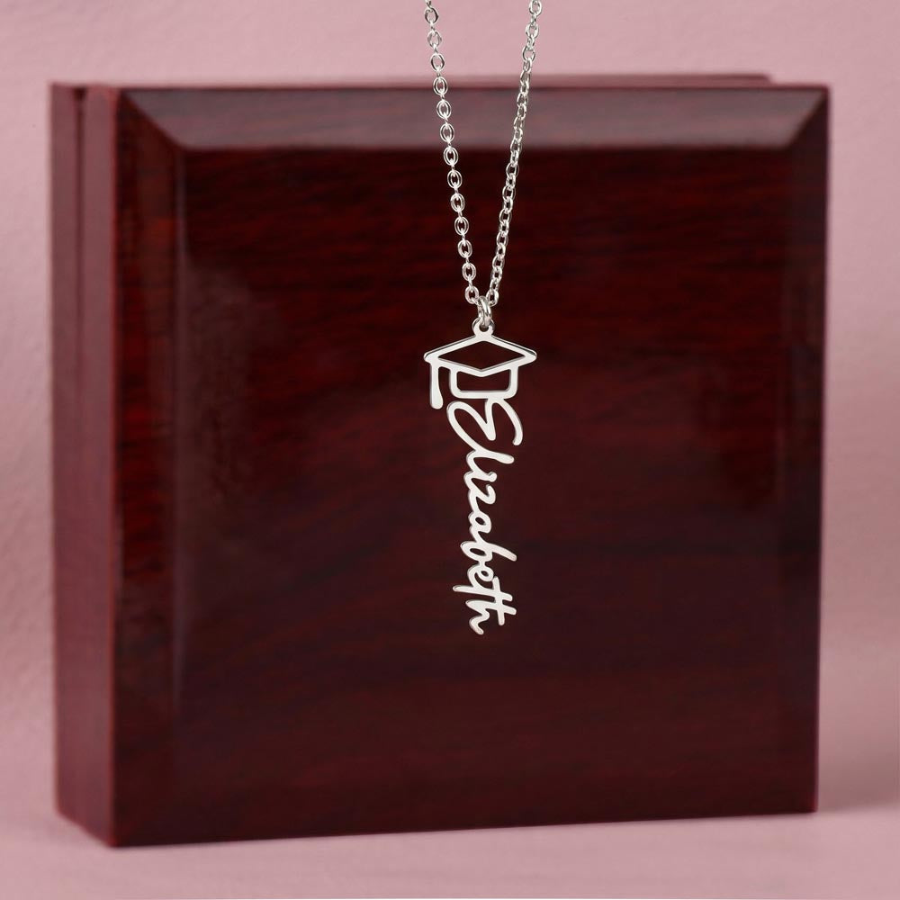 To Daughter From Mom and Dad "Pride and Joy" Custom Name Graduation Necklace