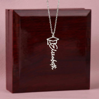 To Daughter From Mom and Dad "Pride and Joy" Custom Name Graduation Necklace