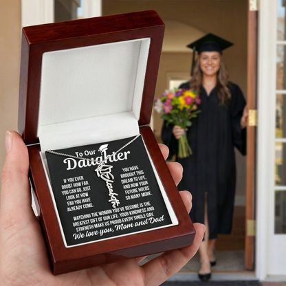 To Daughter From Mom and Dad "Greatest Gift" Custom Name Graduation Necklace