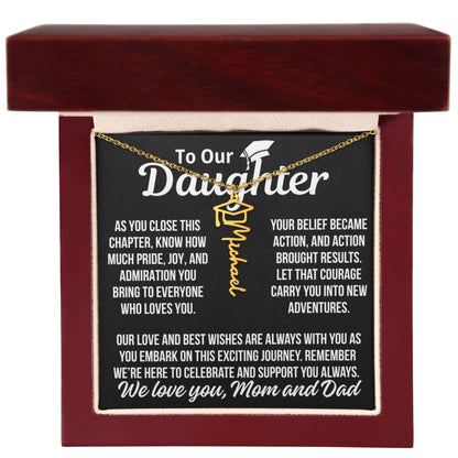 To Daughter From Mom and Dad "Pride and Joy" Custom Name Graduation Necklace